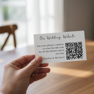  Minimalist QR Wedding Website Enclosure Card