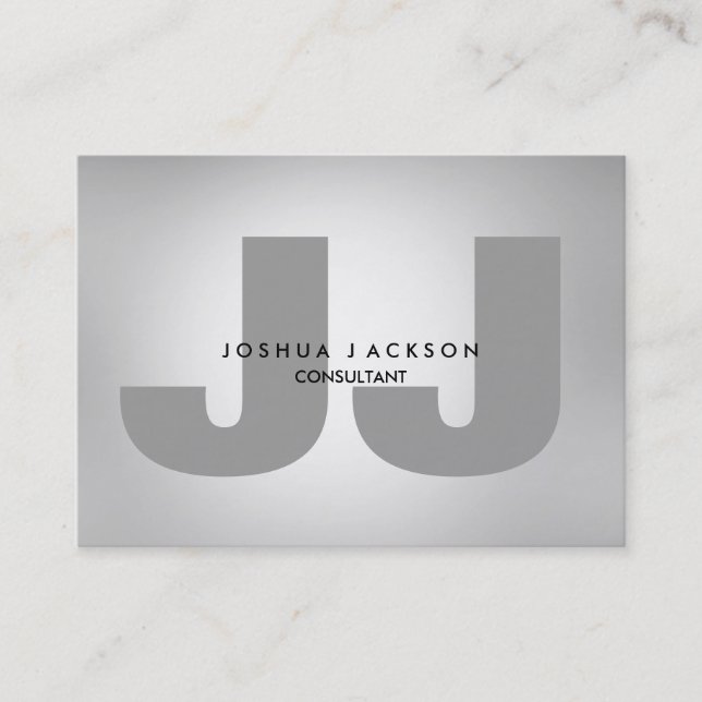 Minimalist Quality Grey Monogram Trendy Modern Business Card (Front)