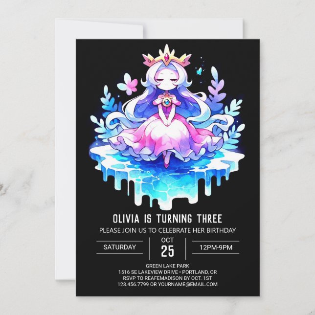 Minimalist Queen Princess Birthday Invitation (Front)