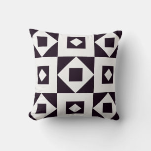 Minimalist Quilt Black & White Throw Pillow