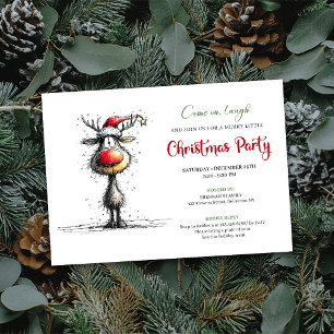 Minimalist quirky reindeer holiday party invite