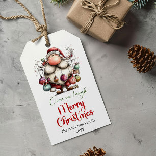 Minimalist quirky Santa Claus gift tag artwork