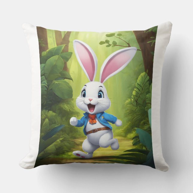 Minimalist Rabbit Logo Pillow Cover | Cute Bunny H (Front)