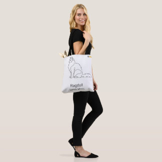 Minimalist Ragdoll Cat Custom Name Tote Bag