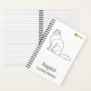 Minimalist Ragdoll Cat Personalised Name Notebook