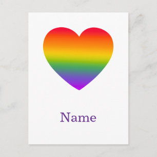 Minimalist Rainbow Line Heart - Cute Colorful Art Postcard