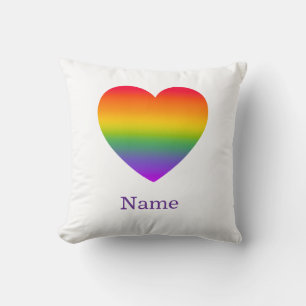 Minimalist Rainbow Line Heart - Cute Colourful Art Cushion