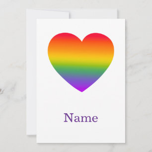 Minimalist Rainbow Line Heart - Cute Colourful Art Invitation
