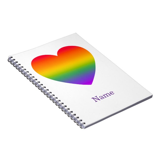 Minimalist Rainbow Line Heart - Cute Colourful Art Notebook (Right Side)