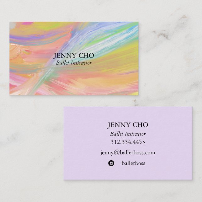 Minimalist rainbow painting textured business card (Front/Back)