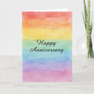 Minimalist Rainbow Watercolor Anniversary – LGBTQ+ Card