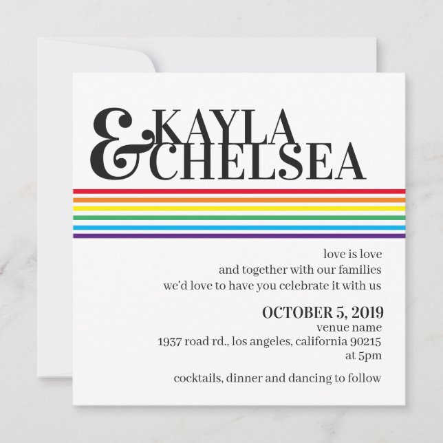 Minimalist Rainbow Wedding Invitation (Front)