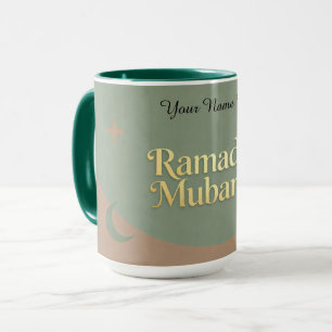 Minimalist Ramadan Mubarak Gold & Sage Mug