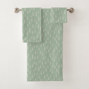 Minimalist Random Brush Strokes, Cream, Sage Bath Towel Set
