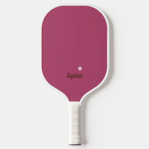 Minimalist Raspberry Pink  White Modern Monogram  Pickleball Paddle