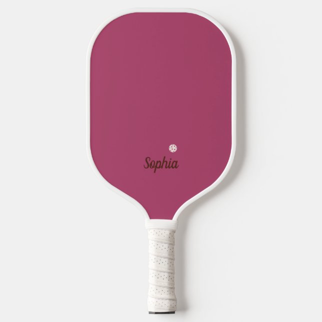 Minimalist Raspberry Pink  White Modern Monogram  Pickleball Paddle (Front)