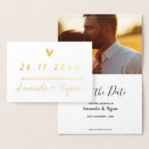 Minimalist Real Foil Photo Wedding Save The Date Card
