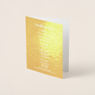Minimalist Real Gold Foil Elegant Wedding Program  Card