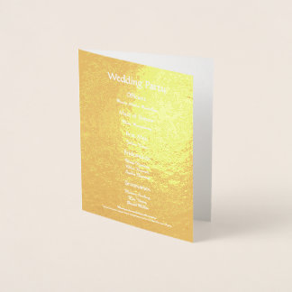 Minimalist Real Gold Foil Elegant Wedding Program Card