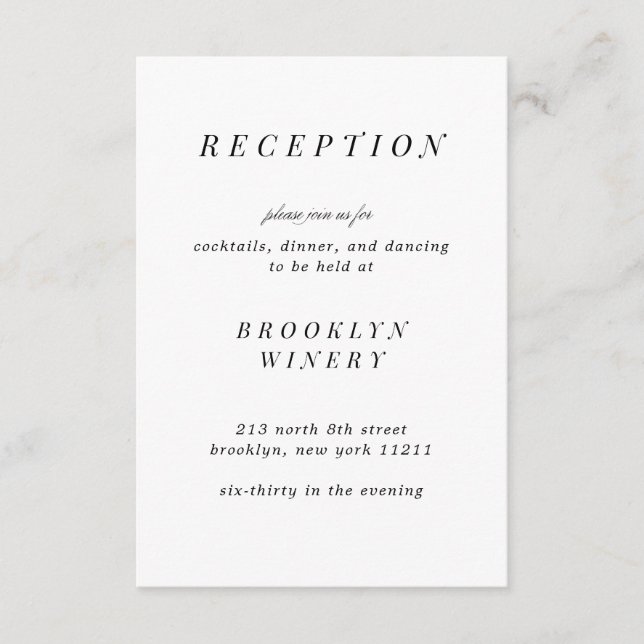 Minimalist Reception Card, Registry Card (Front)