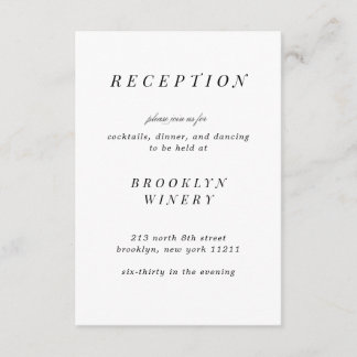 Minimalist Reception Card, Registry Card