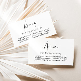 Minimalist recipe for the bride to be enclosure card