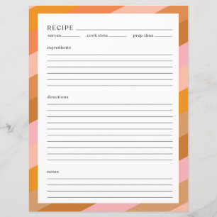 Minimalist Recipe Page Letter Size Colourful Retro