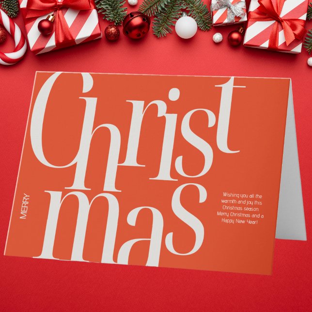 Minimalist Red and Beige Typographic Christmas Card (Creator Uploaded)