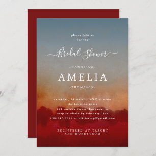 Minimalist Red and Blue Abstract Bridal Shower  Invitation