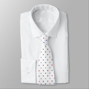 Minimalist Red and Blue Small Stars Pattern Tie