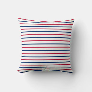 Minimalist Red and Blue Stripes Modern Pattern Cushion