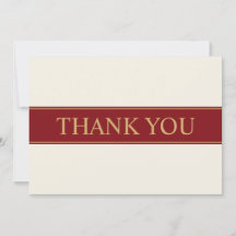 Minimalist Red and Gold Wedding Thank You