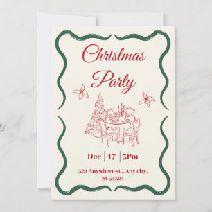 Minimalist Red and Green Christmas Party  Invitation