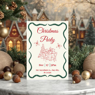Minimalist Red and Green Christmas Party Invitation
