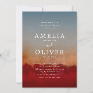 Minimalist Red and Grey Abstract Rehearsal Dinner Invitation