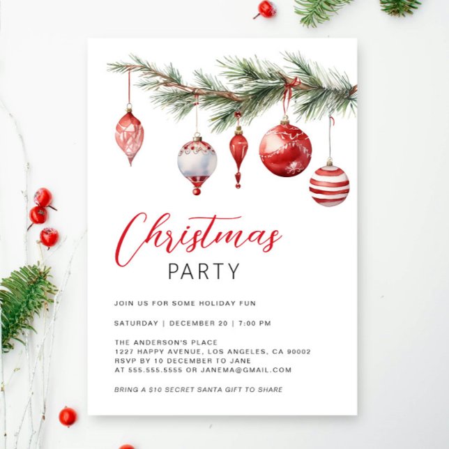 Minimalist Red And White Christmas Party Invitation (Creator Uploaded)