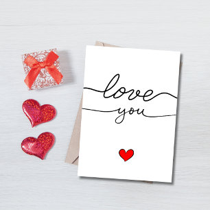 Minimalist red and white happy Valentine’s Day  Holiday Card