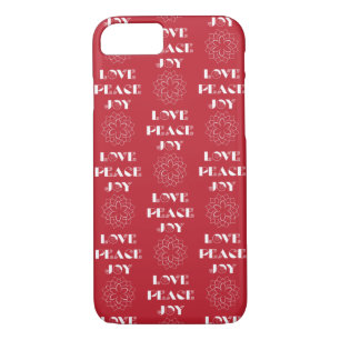 Minimalist Red and White Love, Peace, Joy Case-Mate iPhone Case