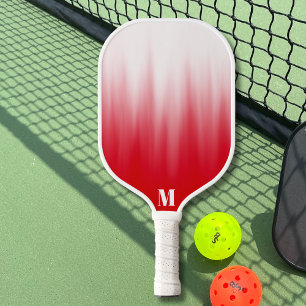 Minimalist Red and White Ombre Modern Monogram Pickleball Paddle