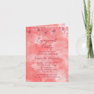 minimalist red backdrop wedding engagement invitation