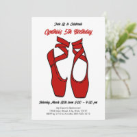 Minimalist Red Ballet Pointe Shoes Birthday Party