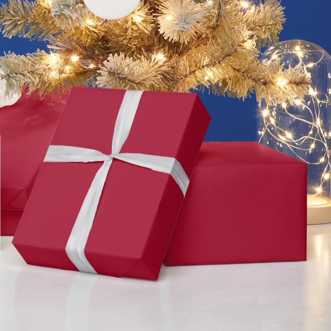 Minimalist Red Barbados Cherry Solid Colour Plain Wrapping Paper (Holidays)
