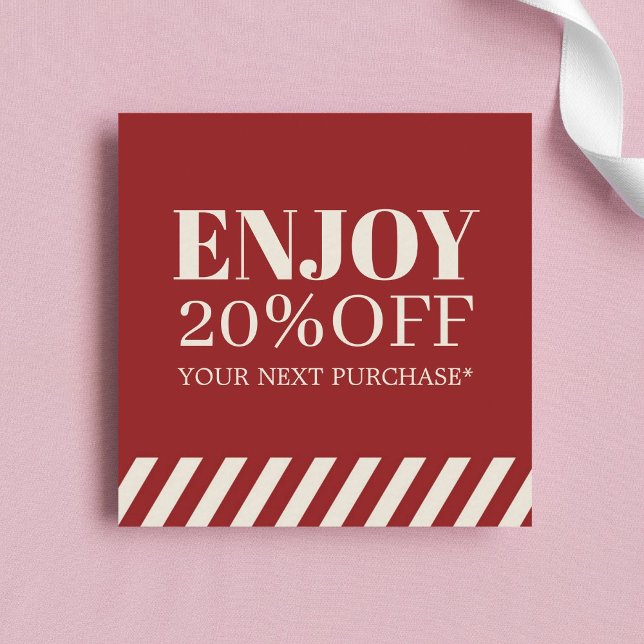 Minimalist Red Beige Stripes Holiday Coupon (Creator Uploaded)