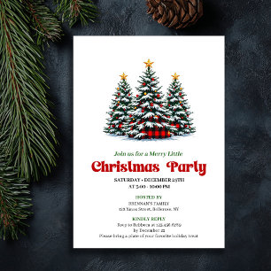 Minimalist Red Black Plaid Holiday Celebration Invitation