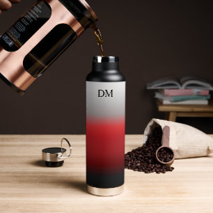 Minimalist Red Black White Monogram Water Bottle