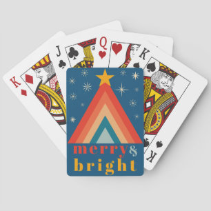 Minimalist Red & Blue Retro Groovy Christmas Playing Cards