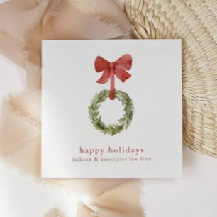 Minimalist Red Bow Christmas Wreath Napkin