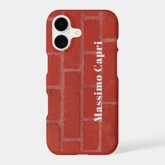 Minimalist Red Bricks Elegant Own Name Bold Text (Back)
