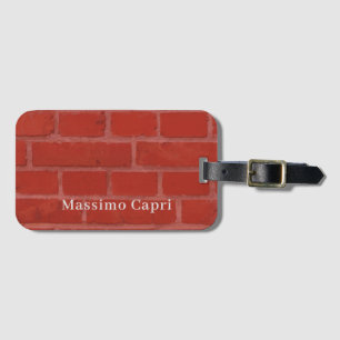 Minimalist Red Bricks Elegant Own Name Bold Text Luggage Tag