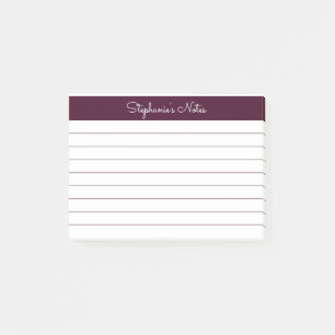 Minimalist Red Brown Lined Personalised Post-it Notes